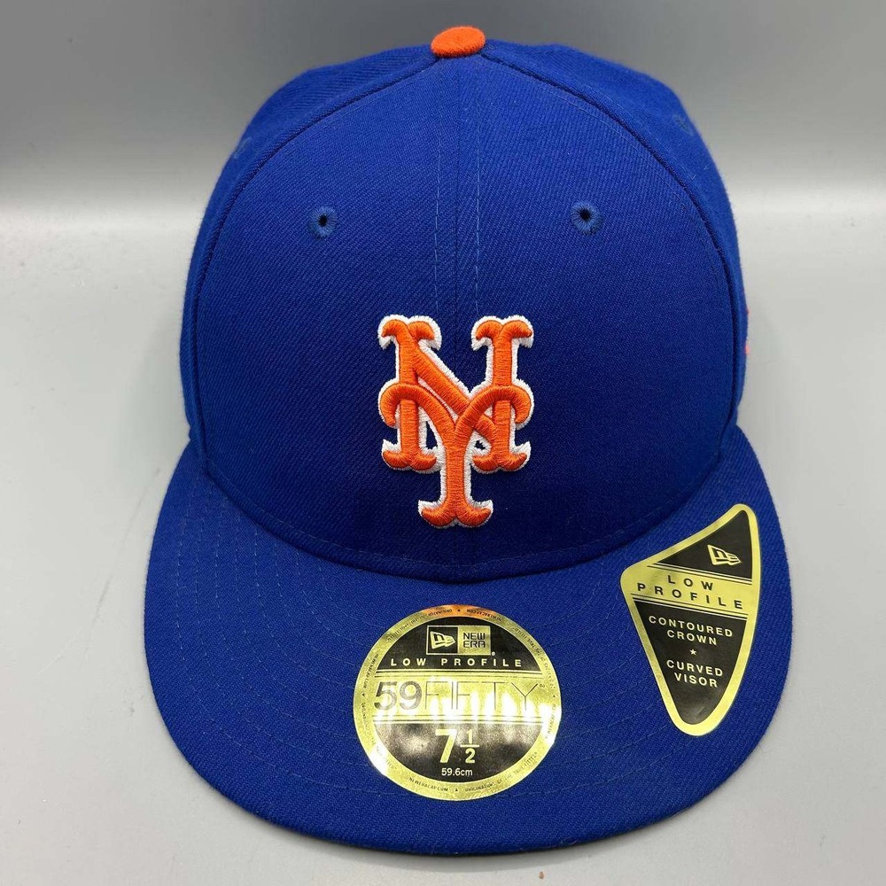 New York Mets MLB Hat Men 7 1/2 Blue 59Fifty New Era Fitted Cap Low Profile